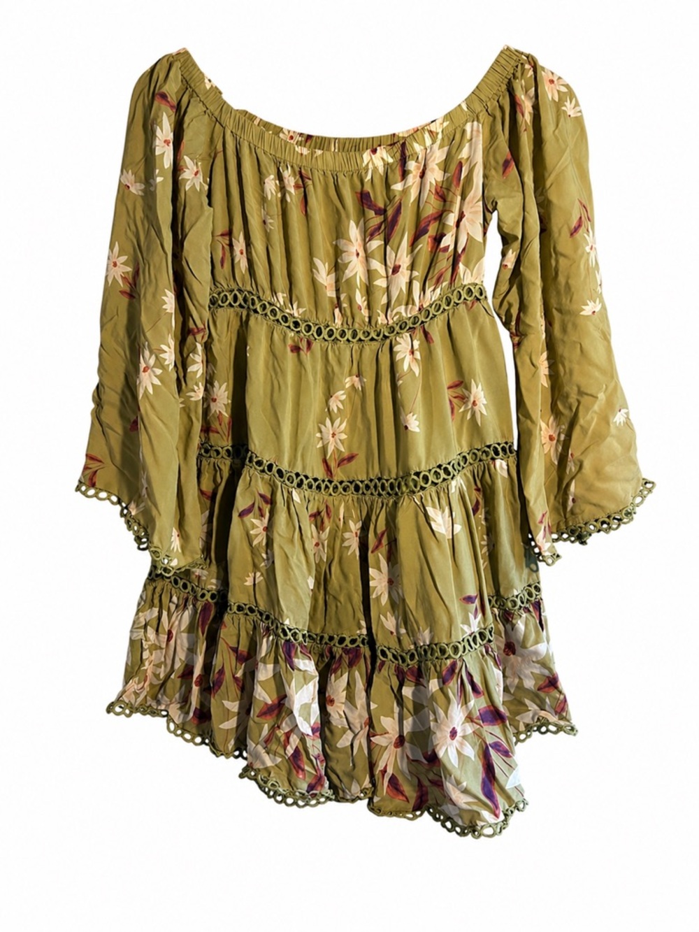 Whimsigoth Cottagecore Jaase Floral Tiered Mini Dress
